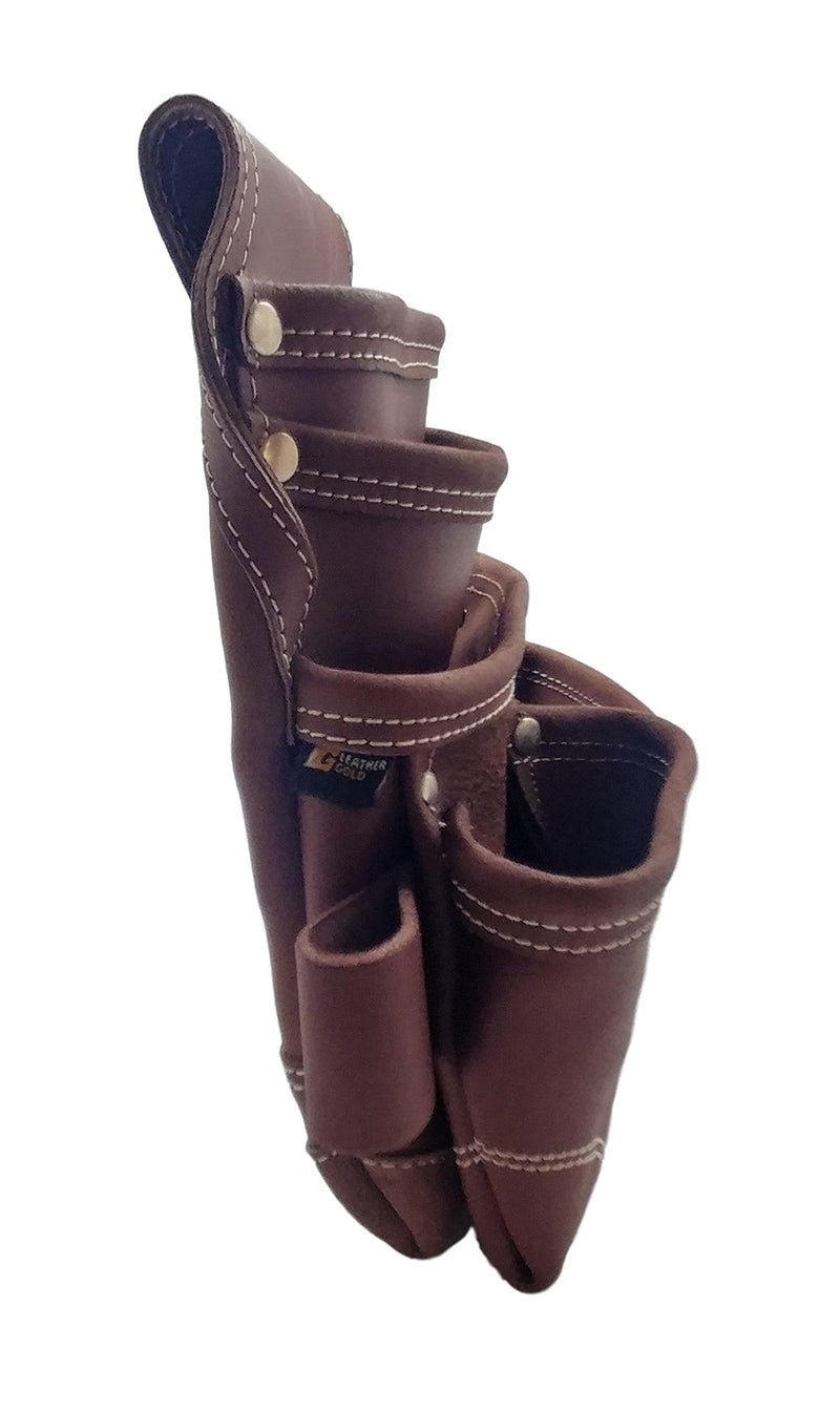 Nail Pouch | Leather Tool Pouch 3350DP, 5 Pockets, Brown, Oil-Tanned Leather, Heavy Duty Carpenter Tool Belt with Reinforced Seams and 2 Snap Loops