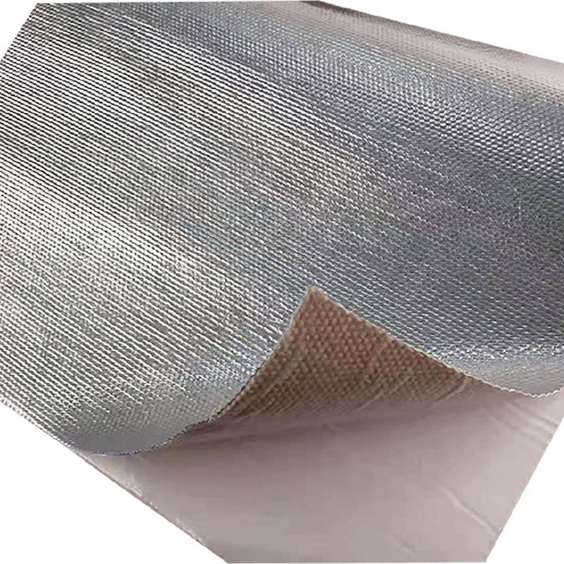 12'' X 24''Aluminized Heat Shield Mat Thermal Barrier Adhesive Backed Heat Blanket, Fiberglass Insulation Reflective Material High Temp Protection 12 x 24 Inch