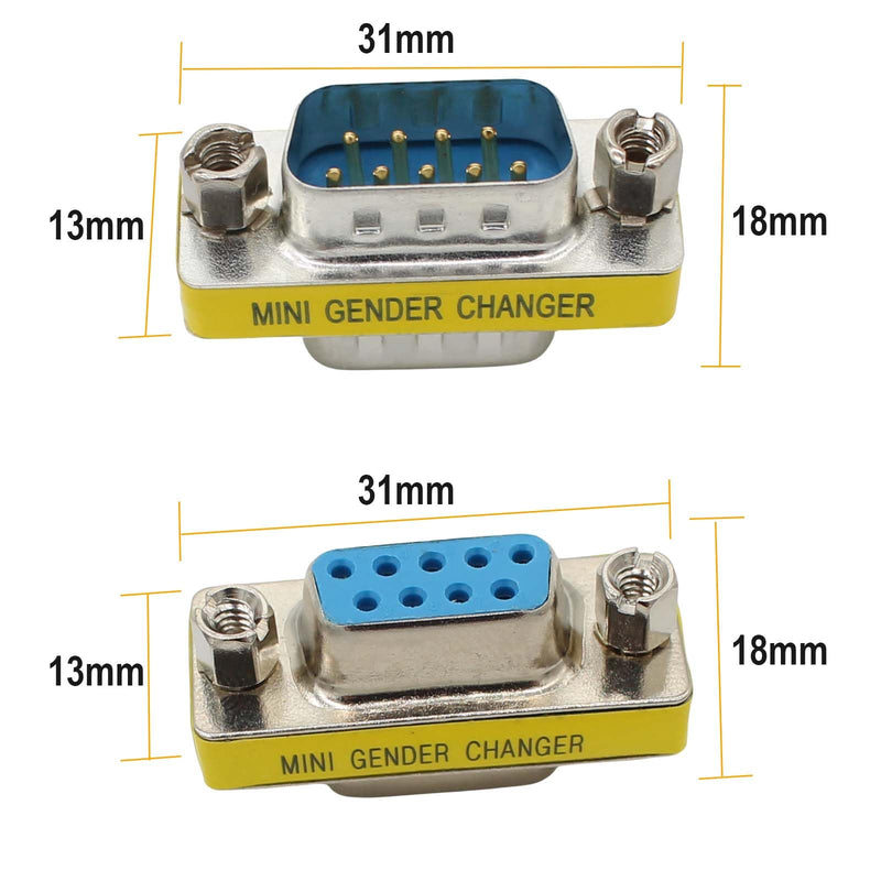 RS232 Serial Gender Changer 8-Pack 9 Pin DB9 Male to Male and Female to Female Adapter Coupler Connector for RS232 Serial Cable