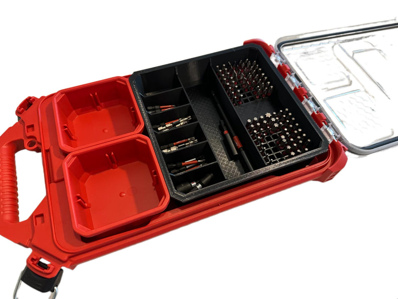 Impact bit holder insert for Packout Low Profile Organizers (7 Compartment + 110 Bit) (Red) Red