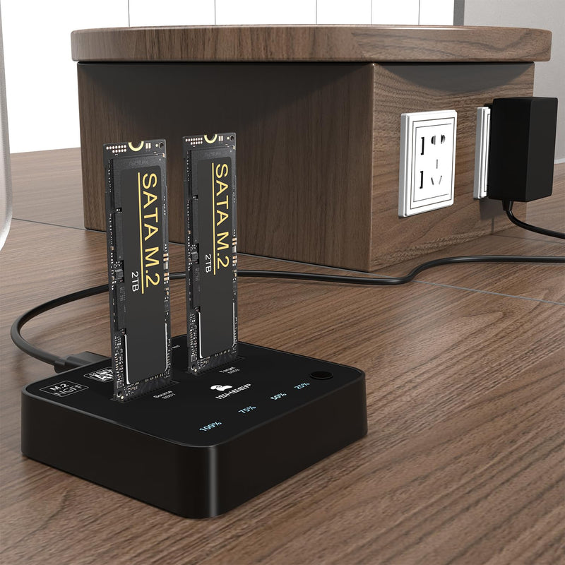 ISHEEP M.2 SATA SSD Docking Station, USB 3.1 (5Gbps) Offline Cloner & Duplicator, One-Button Backup, Tool-Free Plug and Play Vertical Design for Fast Data Transfer and Drive Upgrades