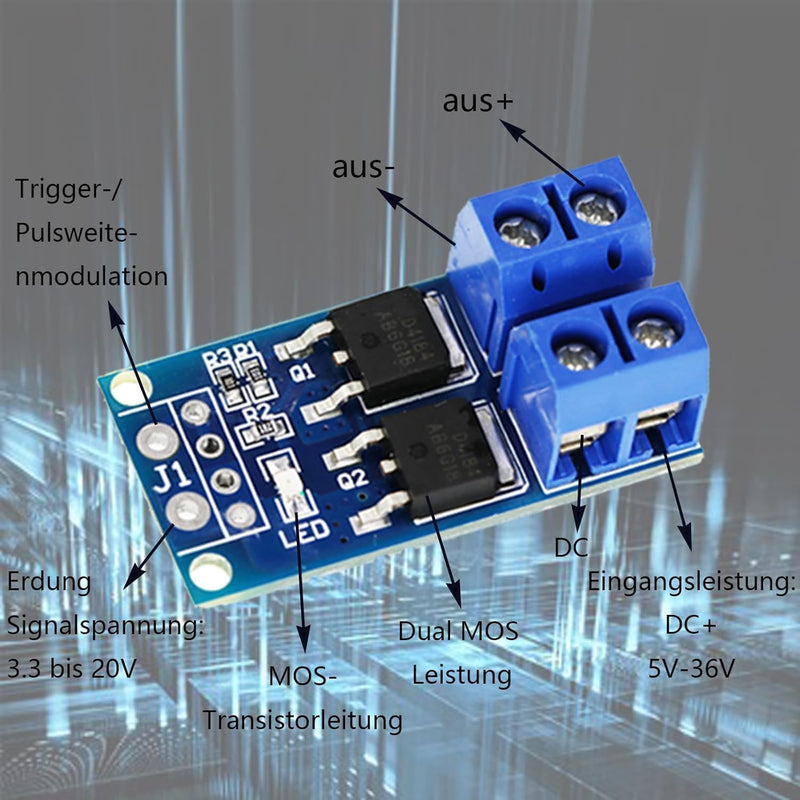 DC 5V-36V 400W FET Trigger Switch Drive Module Board Pack of 8 | Dual MOSFET Driver Module Dual High-Performance Switching Driver Module PWM Controller Switchboard Driver Module for Ar-duino