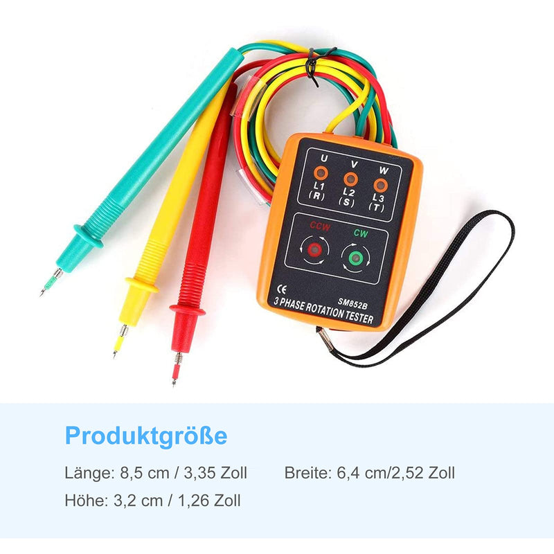 RUIZHI Rotary Field Meter 3 Phase Tester AC60V~600V | Rotary field meter with crocodile clips and buzzer tester shows suitable for high voltage devices