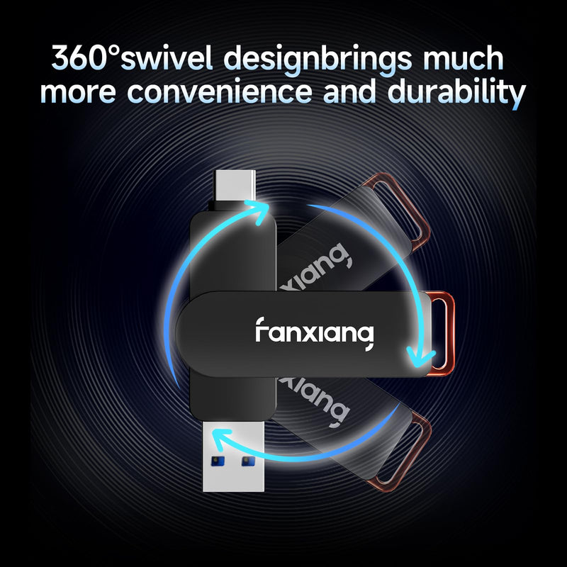 fanxiang 512GB Flash Drive Up to 560MB/s External SSD,Type C & USB-A 3.2 Gen 2, Thumb Drive,Memory Stick for iPhone15/16/PS4/Android Phone/Windows/Mac