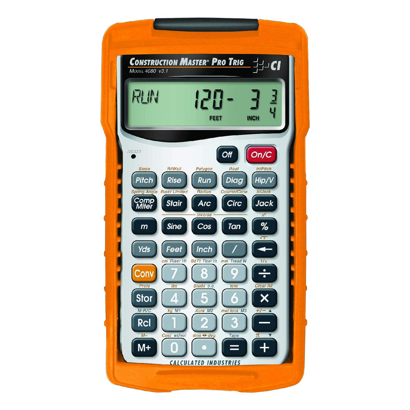 Calculated Industries 4080 Construction Master Pro Trig Advanced Construction Math Feet-Inch-Fraction Calculator with Full Trig Function for Architects, Engineers, Contractors, Estimators and Framers