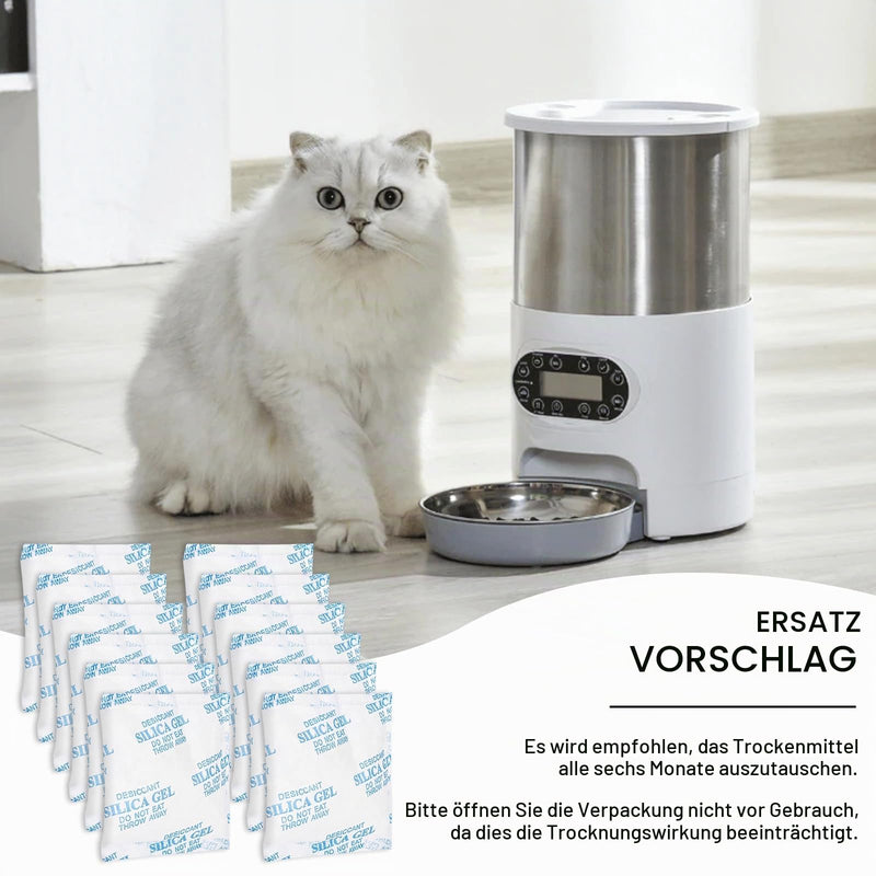 Pack of 12 25 g Moisture Absorber, Drying Agent for Automatic Cat Feeders, Gel Bag Desiccant Pack Keeps Pet Food Dry and Fresh for Feeders for Cats and Dogs Pack of 12