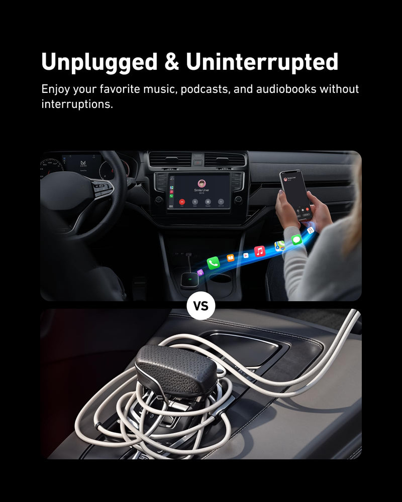 Wireless Carplay Adapter, 2 in 1 CarPlay Wireless Adapter & Android Auto Wireless Adapter, 2024 Upgraded Auto-Connect & Low Latency Wireless Car Play Dongle for Apple iPhone IOS10+ & Android 10+