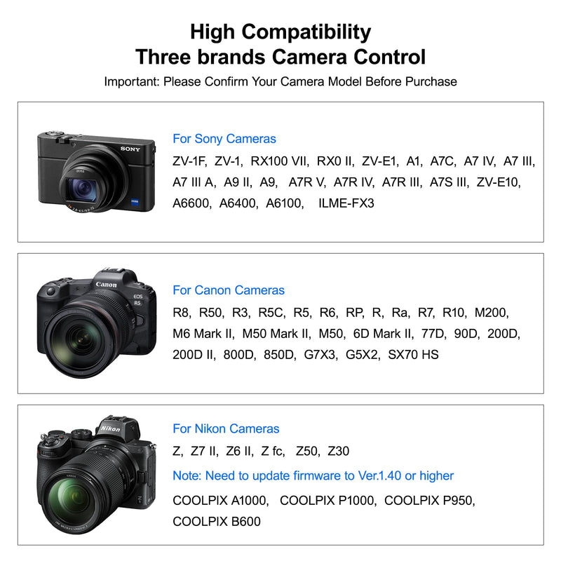 Newmowa Wireless Remote Control Shooting Grip & Mini Tripod for Sony ZV-1, ZV-1F, A7 III, A7R III, A9, A6100, RX100 VII, Canon EOS RP, EOS R, 6D Mark II, 800D, Nikon Z, Z6 II, Z50, COOLPIX A1000