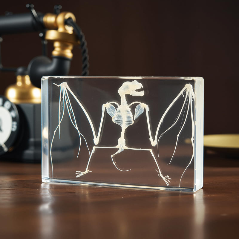 Taxidermy Bat and Real Bat Specimens Mounted in Resin, Ideal Gift for Fans of Taxidermy, Animal Skulls, Oddities, and Biology (Bat Skeleton (5.3x3.5x1.3 Inch)) Bat Skeleton (5.3x3.5x1.3 Inch)