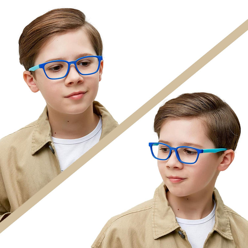 Okany Blue Light Glasses for Kids 3 Pack Anti Glare & Eye Strain Glasses Computer TV Phone Tablets UV Protection Glasses for Kids Boys Girls Age 3-12 (Black + Transparent + Pink)