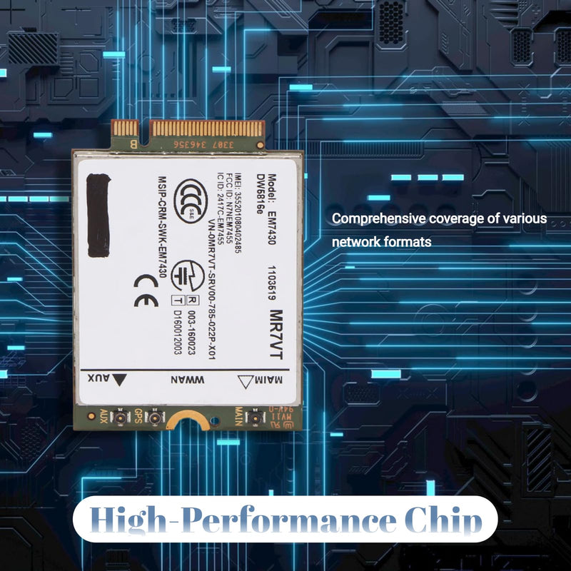 4G LTE Network Card, UMTS HSDPA HSPA+ LTE Computer Network Module M.2 Interface, 300Mbps Plug and Play, for for 7280 7285 7290 7389 7390 7480 7490 E7470