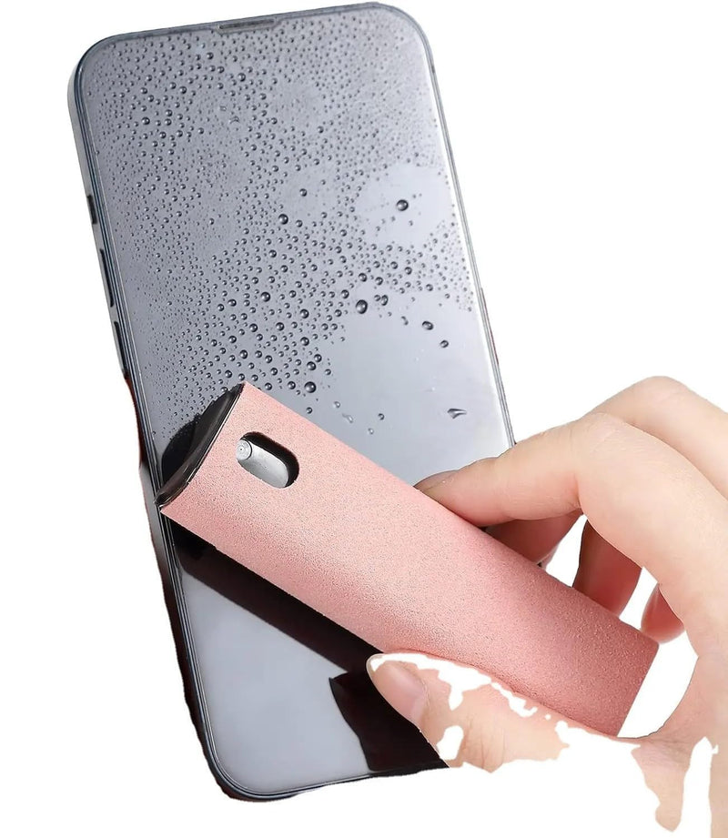 Touchscreen Mist Phone Screen Cleaner for All Phones Laptop and Tablet 2 in 1 Spray and Microfiber Cloth Mini Portable… (Light Pink) LIGHT PINK