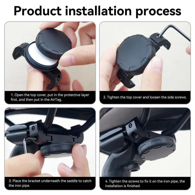 DLENP AirTag Bike Mount, Bike Hidden Mount for Airtag Under The Seat, Bicycle GPS Tracker Holder, Anti-Theft AirTag Case, Waterproof Bicycle Saddle Holder for Most Bikes with Seat Rails