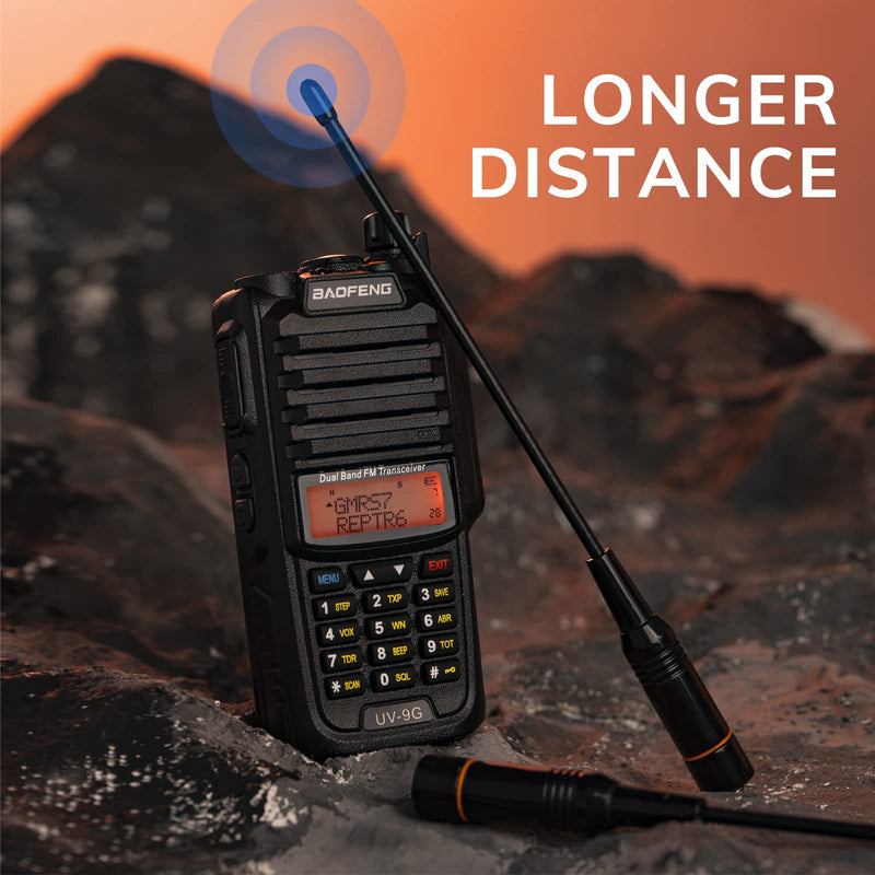 Baofeng UV-9G GMRS Radio (2 Pack), IP67 Waterproof Outdoors Two Way Radios, Long Range Rechargeable with Programming Cable and RA-MD2 Antennas, GMRS Repeater Capable, Support Chirp 2PCS+Antennas