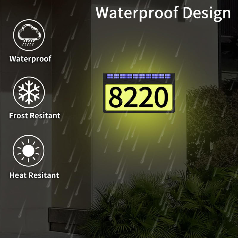 Solar Address Sign, Lighted Address Plaque Outdoor Waterproof, Illuminated RGBW Color Address Numbers, House Numbers for Home Street Mailbox Outside Black(RGBW) 6.5 IN(wall mounted)