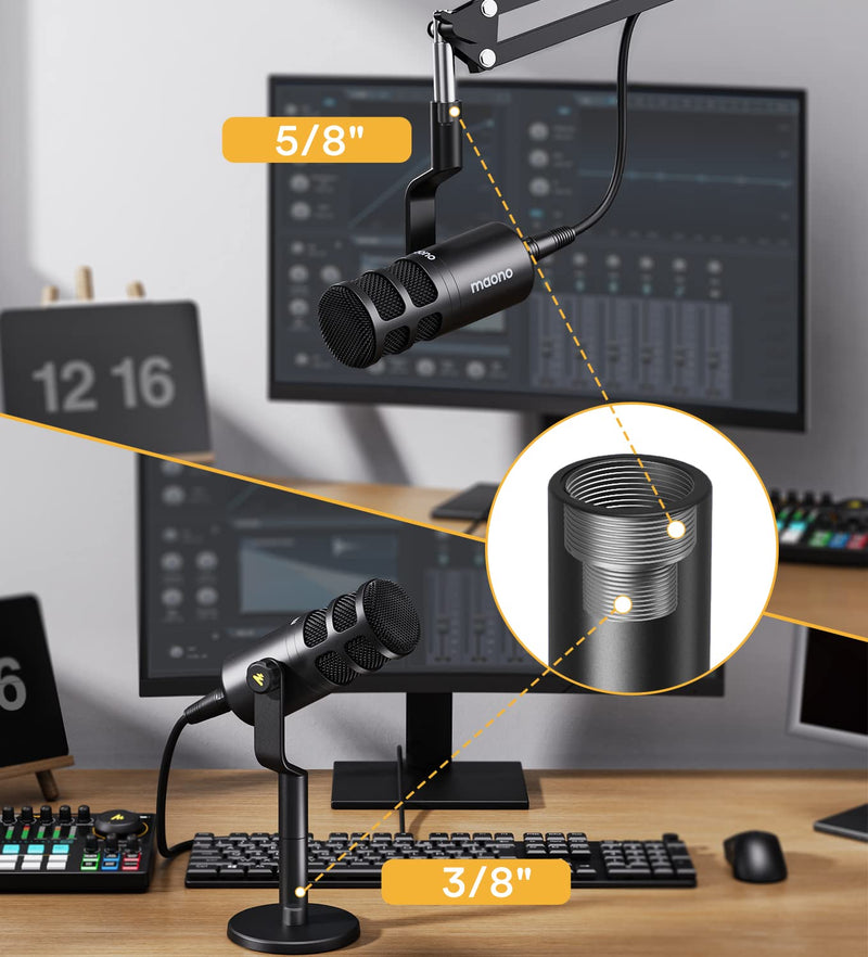 MAONO XLR Podcast Microphone, Cardioid Studio Dynamic Mic for Vocal Recording, Streaming, Voice-Over, Voice Isolation Technology, Metal Mic, Works for Audio Interface, Mixer, Sound Card-PD100 PD100 XLR Microphone