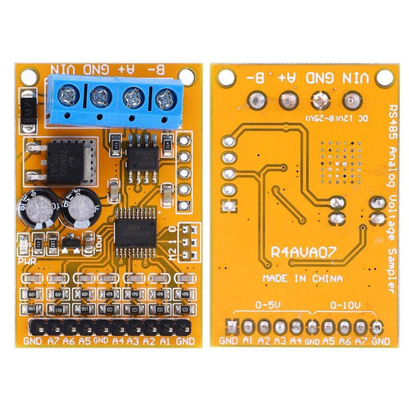 Fafeicy 8-24V 10-15MA Voltage Analog Collector, R4AVA07 7-Channel RS485, ADC Modbus RTU 03 06 Function Code, 45x30x15mm