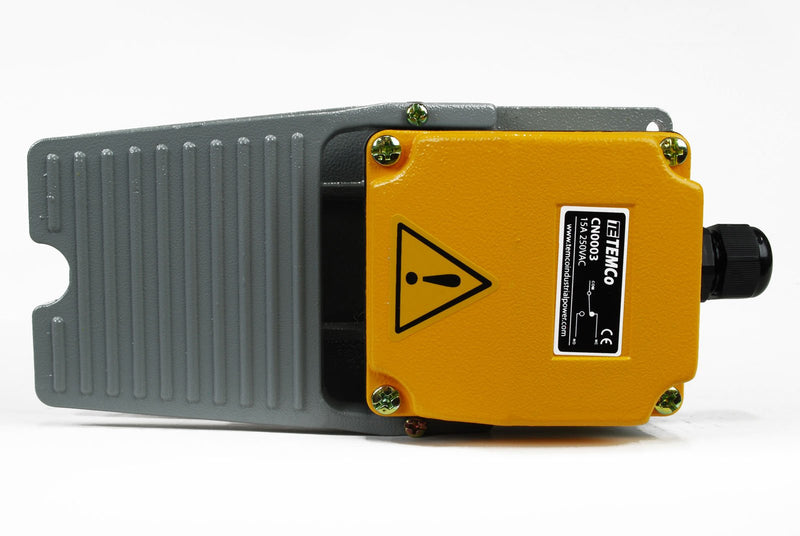 TEMCo Heavy Duty Foot Switch CN0003 - Cast Aluminum Foot Switch 15A SPDT Electric Pedal Momentary 5 Year Warranty