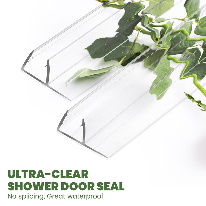 Shower Glass Door Seal Strip, 2 Pack 78 Inch Long Shower Door Side Bottom Seal Strip for 5/16" (8mm) Thick Glass Door, Shower Door Sweep to Stop Water Leaks F-shape,for 8mm glass,78 inch long