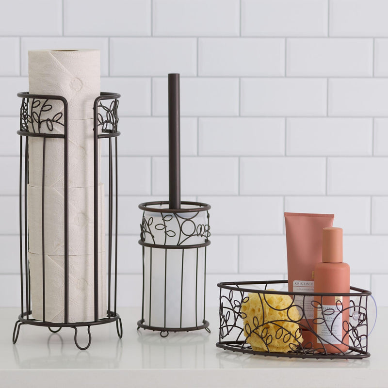 iDesign Metal Toilet Tissue Holder Stand, The Twigz Collection – Holds 3 Rolls of Toilet Paper, 6.8” x 15.2”, Bronze
