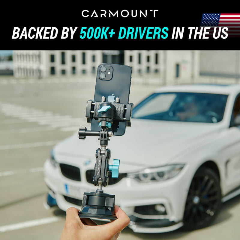 CARMOUNT TitanX100 Pro Heavy Duty Car Mount – Window Phone Mount & Windshield Mount Cell Phone Holder, Adjustable Suction Cup Phone Mount, Action Camera, iPhone, Android Phone Holder for Car & Truck