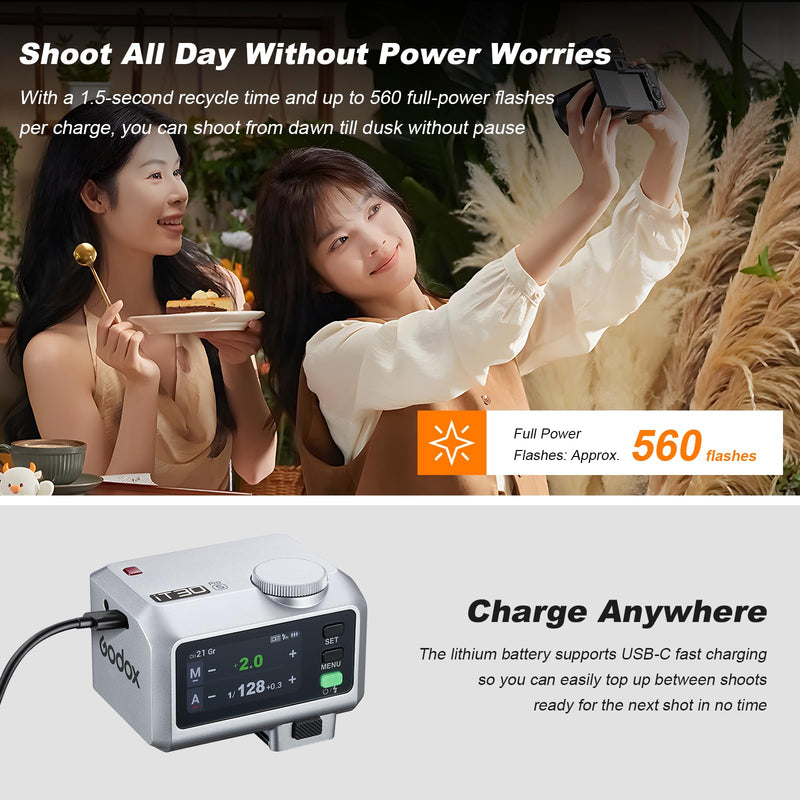 GODOX IT30Pro S TTL Mini Flash Kit Portable IT30ProS with White Diffuser for Sony 2.8" Full-Color Touchscreen Speedlite HSS 1/8000s 2.4G Wireless X System Trigger for Godox Flash(Silver) IT30P-S Silver