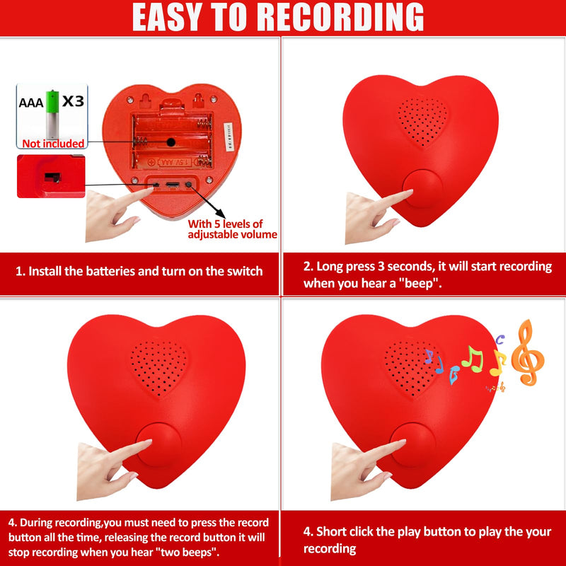 5min Voice Recorder for Stuffed Animal,Personal Voice Message Recordable Sound Recorder Chips Module for Christmas Plush Toy and Manual DIY Creative Sound Presents for Boyfriend(Red)