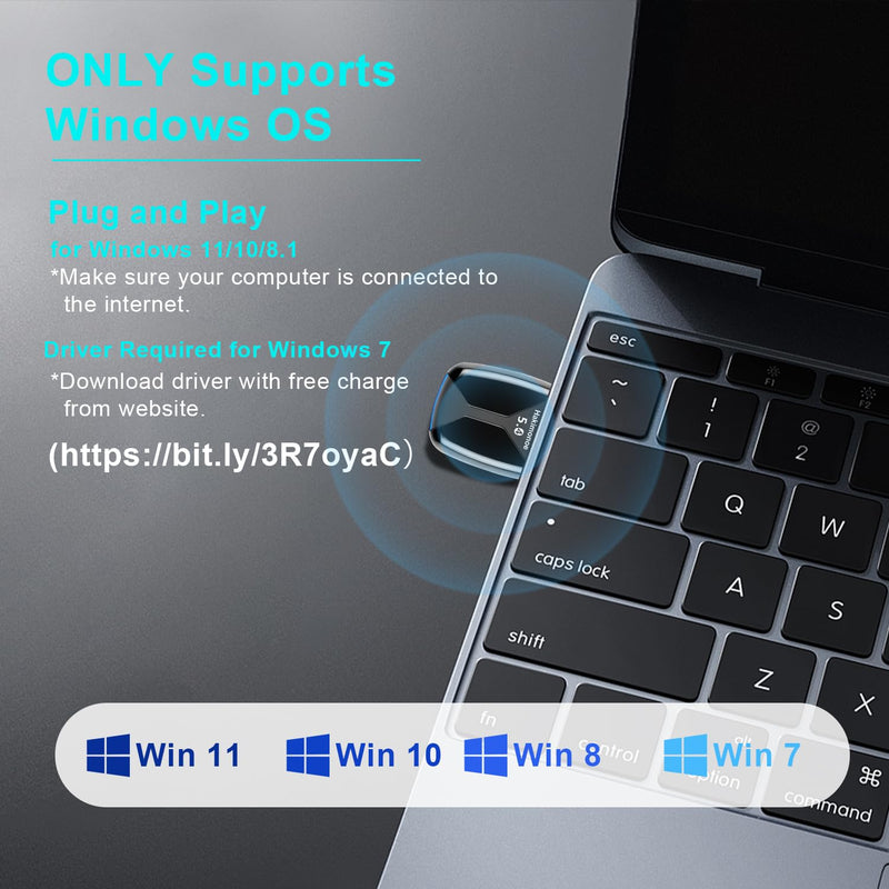 Upgraded USB Bluetooth 5.4 Adapter for PC, Wireless USB Dongle for Laptop Desktop Windows 11 10 8.1 7, Plug n Play Bluetooth Headphones Headset Speaker Mouse Keyboard Printer Controller