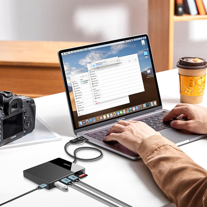 1TB External Hard Drive, USB C Multiport Hub HDD 7-in-1, USB 3.0, SD/TF Card Reader, Docking Station, Multi-Function HDD for Windows, Mac, Android, TV, Phone, Laptop, Desktop, PC 1TB+Docking station Black