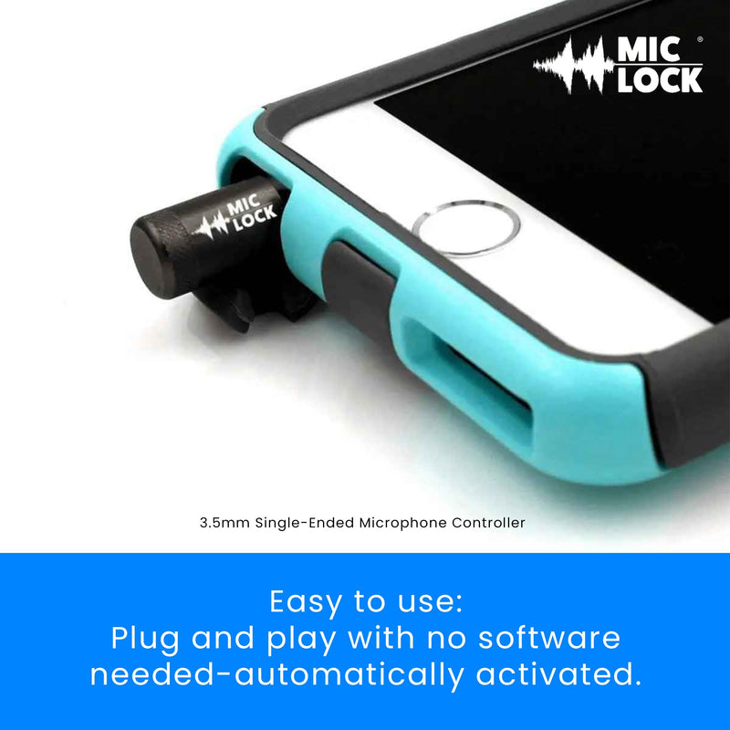 Mic-Lock Mini 3.5mm for Headphone Port - Microphone Audio and Data Security - Privacy Protector for Laptops, Smartphones, Tablets, and Computers (Black, Single Pack)