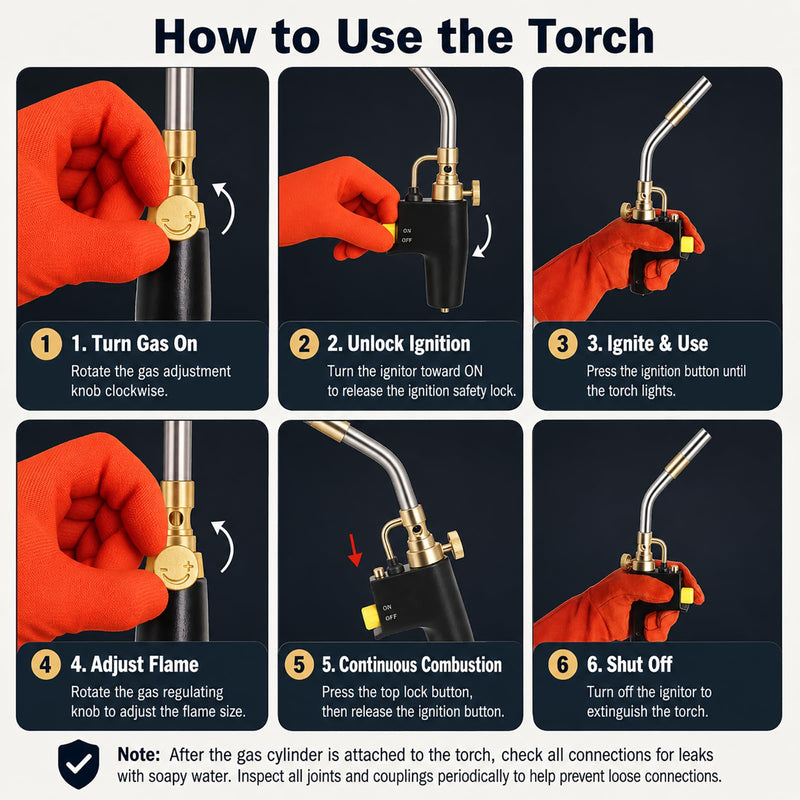 Wadoy Propane Torch Head Kit with 3 Nozzles, High Intensity Trigger-Start Soldering Torch Compatible with Bernzomaticc MAPP Propane for Soldering, Brazing, Welding, Map Gas Torch Head TS8000 1