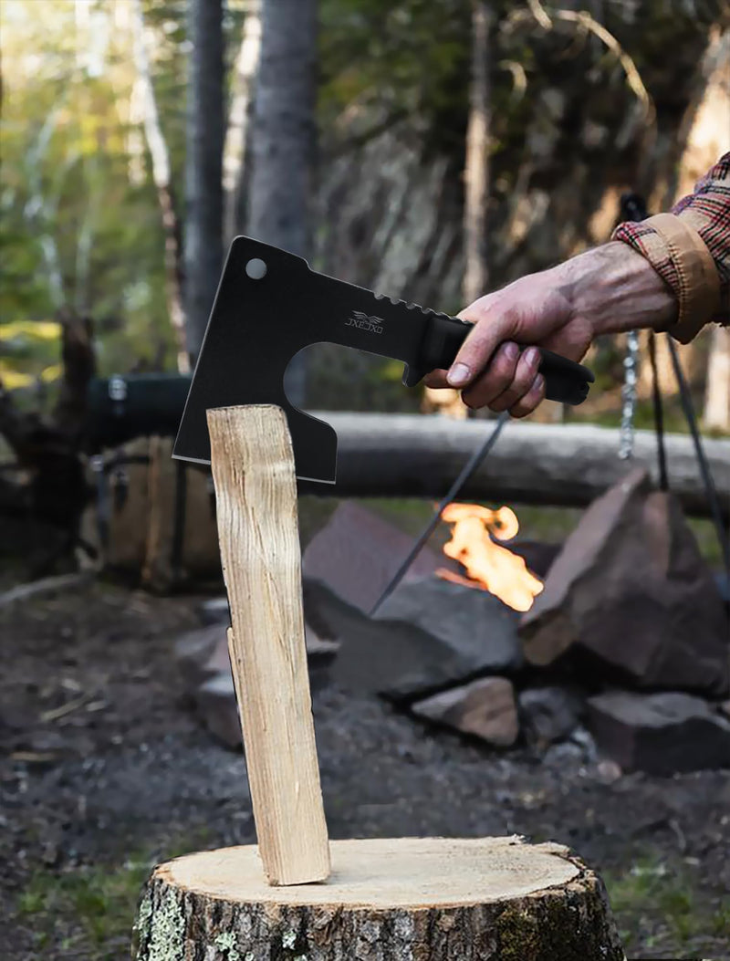 JXE JXO Hatchet, 9.8" Full Tang Camping Axe, Ergonomic Rubber Handle, with Durable Nylon Sheath for Bushcraft and Camping 2.0