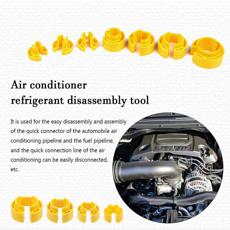 AC Fuel Line Disconnect Tool Set, Fuel Line Removal Tool Includes 1/4, 5/16, 3/8, 1/2, 5/8, 3/4, 7/8Inch Quick Disconnect Tool Kit for Automotive AC Fuel Line and Transmission Oil Cooler