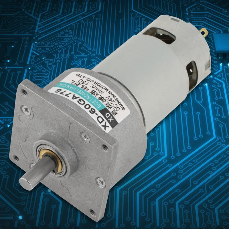 Mini DC Gear Motor DC12V/24V 35W Metal Speed Adjustable Large Torque Motor CW/CCW(24V 150rpm) 24V 150rpm
