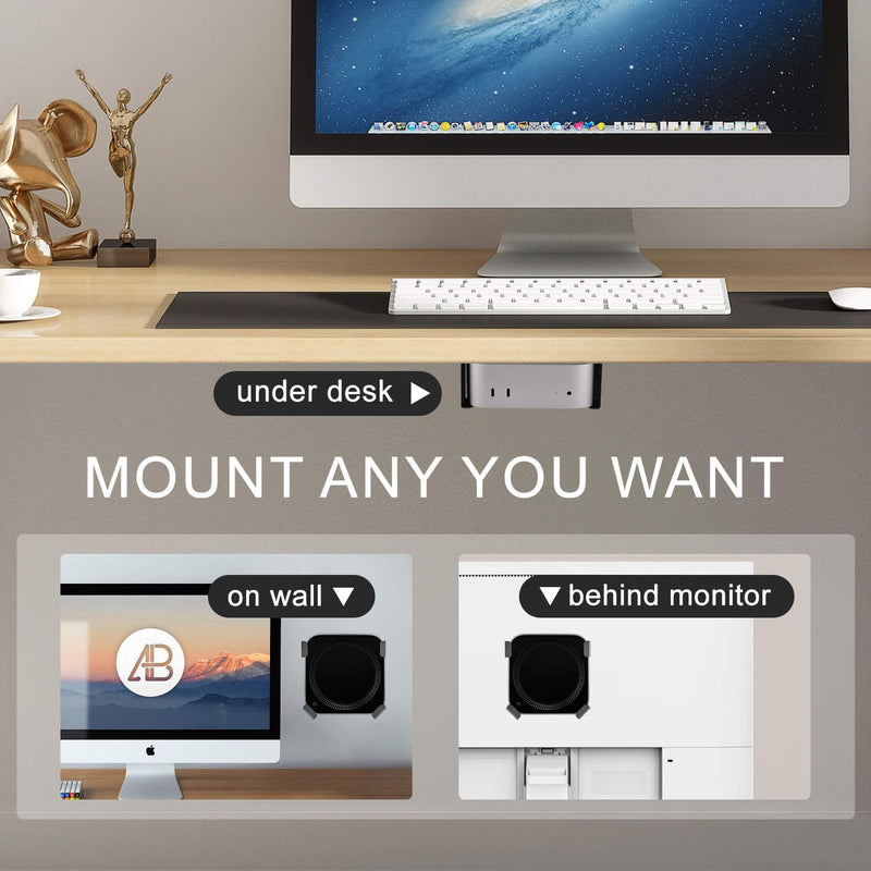 IFCASE Mac mini M4 Pro Mount, Behind Monitor, Under Desk, Wall Mount Stand for Mac mini M4/M4 Pro 2024 Compatible VESA Holder with Anti-Scratch Pad (Black) Black 1 Pack