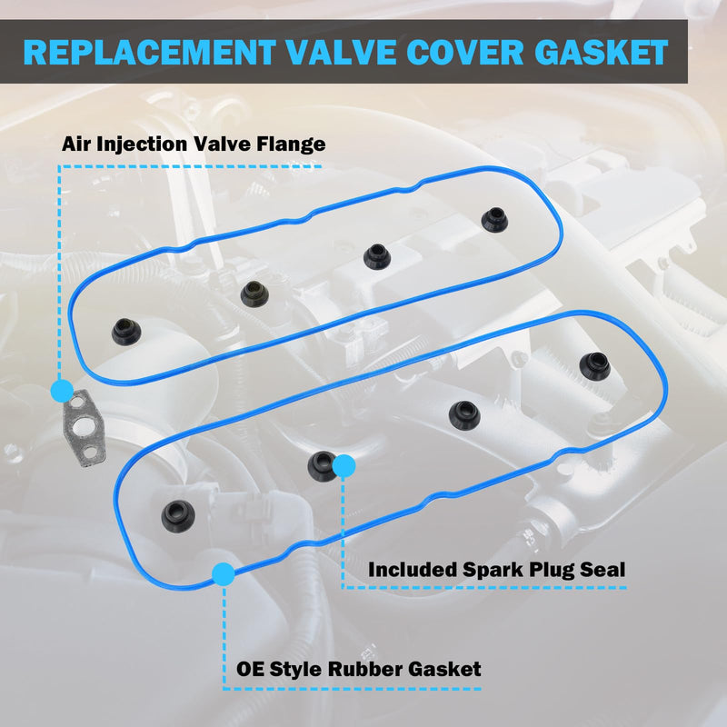 Valve Cover Gasket Set - Compatible with 4.8L 5.3L 6.0L 6.2L Chevy Silverado, Suburban, Tahoe, Trailblazer, GMC Sierra, Yukon, Envoy, Cadillac Escalade - Replace 12637683 VS50504R1