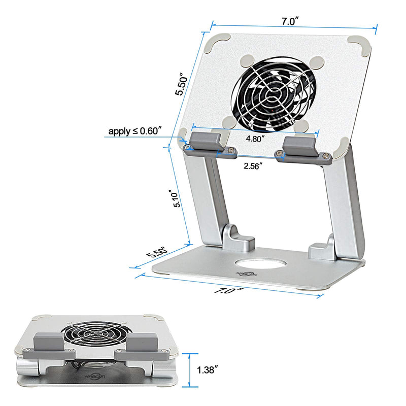 KABCON Surface Pro Tablet Stand with Quiet Cooling Fan for Microsoft Surface & iPad Pro/Air/Mini,Samsung Galaxy,Up to 13'' Tablets Silver