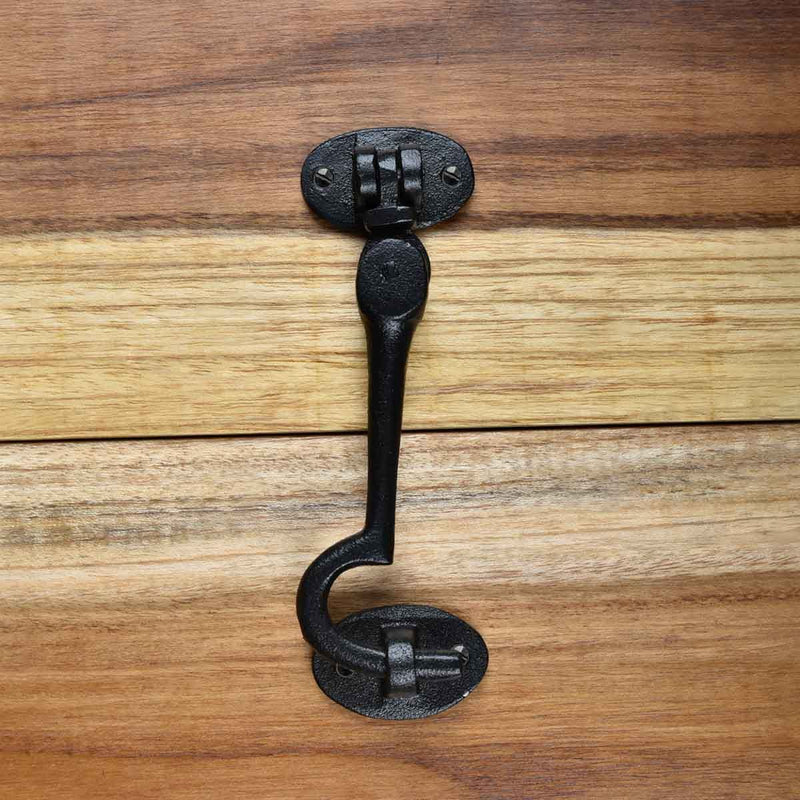 Renovators Supply Manufacturing Door Latch Lock 4.5 in. Black Wrought Iron Swivel Style Hook and Eye Latch for Door with Mounting Hardware Pack of 2 4.5-inch Swivel Hook
