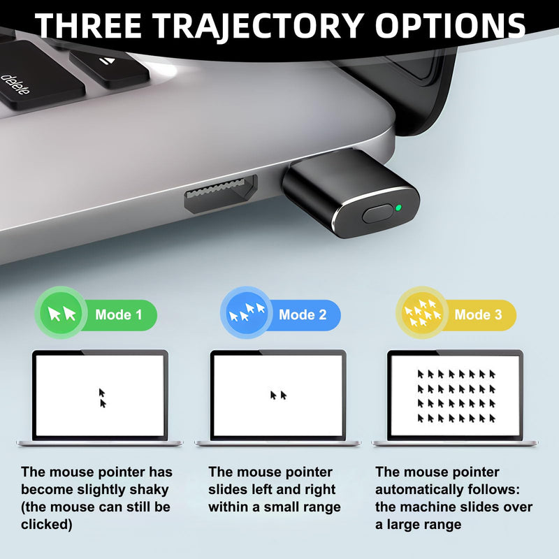 Mouse Jiggler USB C Non-Detectable Mouse Mover Automatic Mouse Mover with 3 Modes Switch Button Mover Automatic Mouse Jiggler Driver-free Plug & Play for Home Office Keeps Laptop Awake | Mausbeweger mit 3Modi Schaltertaste Beweger Automatisch Maus Jigg...