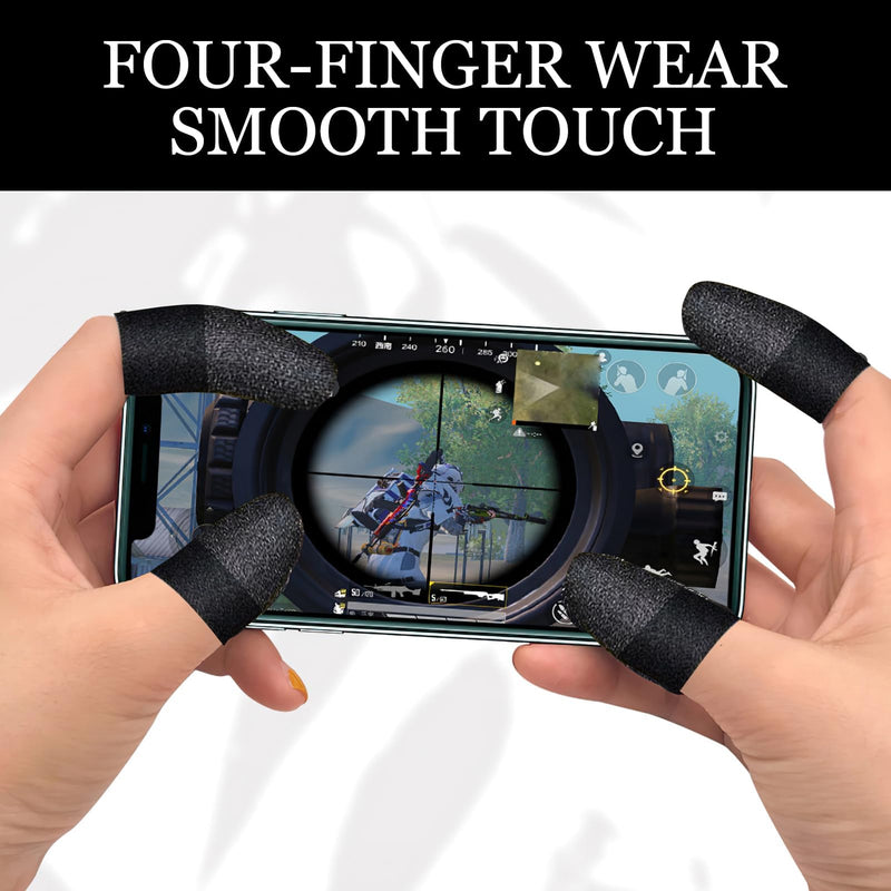 10pcs Gaming Finger Gloves Sleeves, Breathable Sweatproof Touch Screen Mobile Game Glove Silver Fibers Finger Sleeve Thin Thumb Protector Compatible with All Touchscreen Devices 1