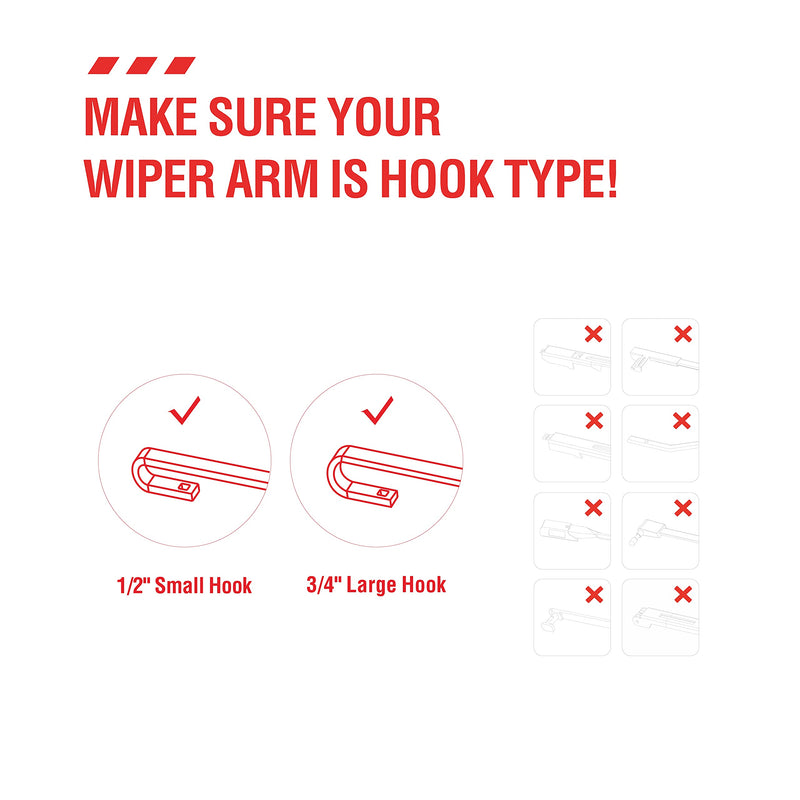 OEM Quality Performance Premium Beam windshield wiper blades 26 and 16,All-Season Auto Replacement Windshield Wiper Blades,Fit Toyota Corolla 19-09 RAV4 20-13,Accord 20-18,CR-V 16-12 Elantra +More 26''+16'' (Pair For Front Windshield) Hook