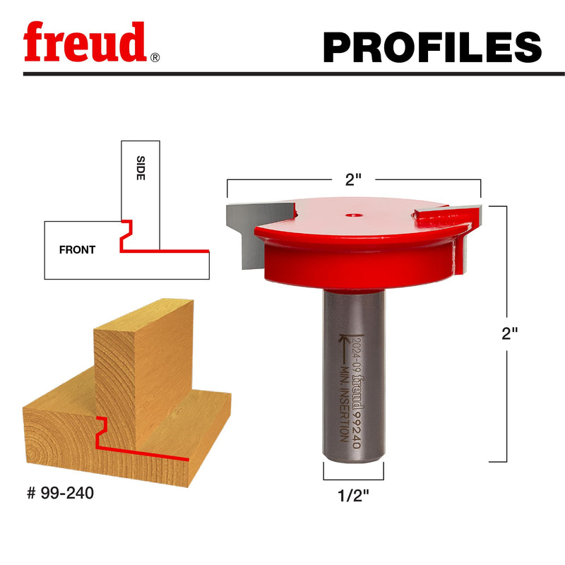 Freud 99-240: 2" (Dia.) Drawer Lock Bit with 1/2" Shank, Perma-SHIELD Coating Red