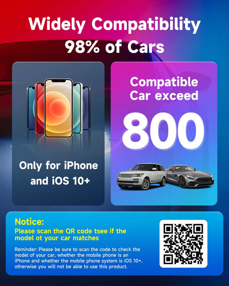 Carlinkit 3.0 Wireless CarPlay Adapter USB for Factory Wired CarPlay Cars (Model Year: 2015 to 2025), Wireless CarPlay Dongle Convert Wired to Wireless CarPlay