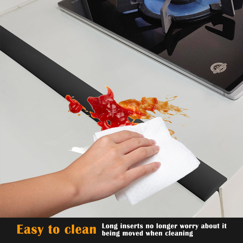 KindGa Stove Gap Covers - 30 Inch Silicone Counter Gap Filler 2 Pack Black | 0.2-1 inch gap range seal spill between appliance, countertop, oven; Long stove counter gap cover, gas stove side gap covers 30"