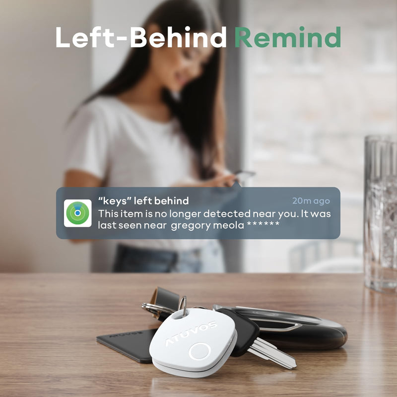 ATUVOS Luggage Tracker & Key Finder 2 Pack, Smart Bluetooth Tracker Pairs with Apple Find My (iOS Only), Item Finders for Key, Wallet, Suitcases, Bags, Waterproof IP67, Replaceable Battery, Anti-Lost 2-pack