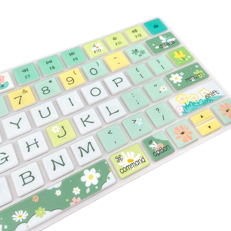 Keyboard Cover Skin for Apple iMac Wireless Magic Keyboard 2nd Gen (Model: A1644 MLA22LL/A) Without Numeric Keypad, Cute Silicone Skin Protector, Spring Flowers