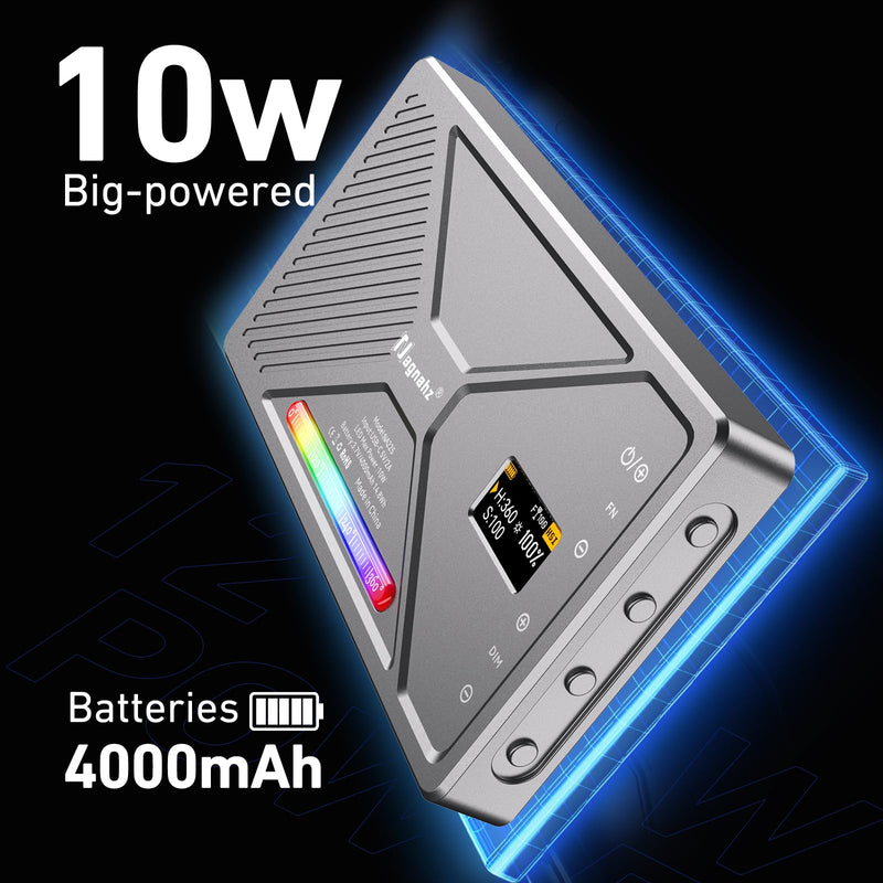 NA225 RGB Video Light App Control, 2500K-9900K, Build-in 4000mAh Rechargeable Battery Portable Phone Camera Photo Lights for Studio Photography Vlogging Streaming Live Beauty and Filming Metal gray
