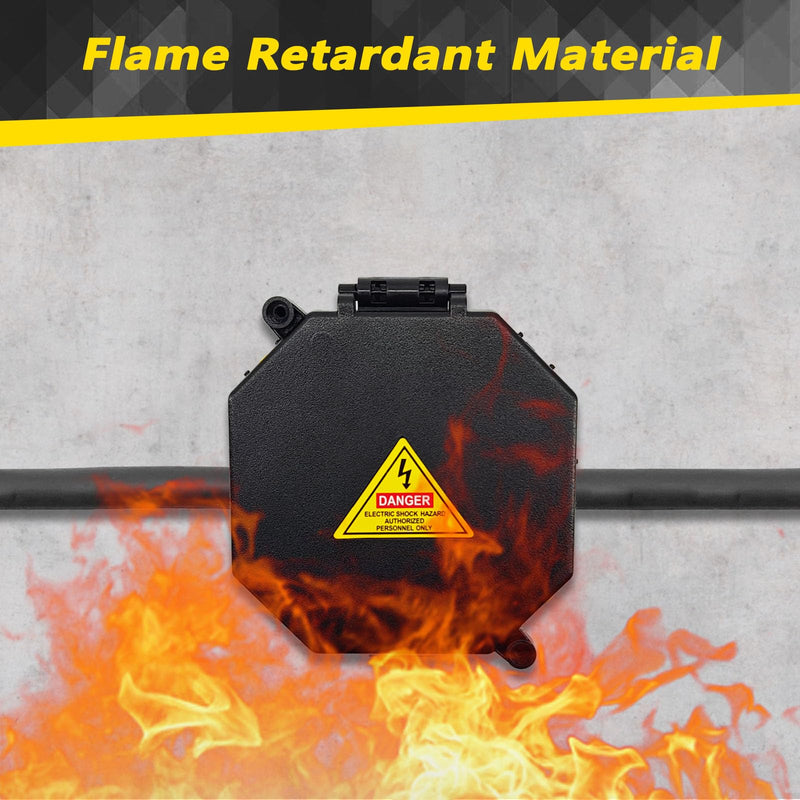 MIARALA Black Open Splice Junction Box (6 Pack) | Splice Box Wire Electrical Junction Box with Cover V0 Flame Retardant Rating(Highest Level) 6 pack