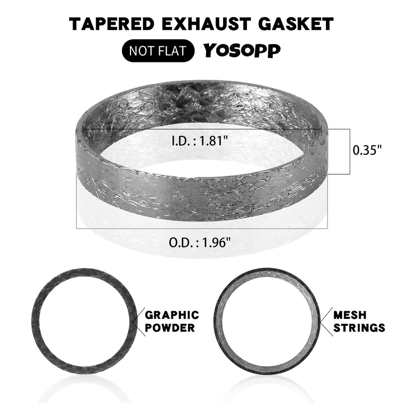 Cone Exhaust Gasket for Harley, Made of Graphite & Steel Mesh - Fits 1984-later Most Harley Davidson Bikes: Touring, Sportster, Dyna, Softail (1 Pair 2pcs)