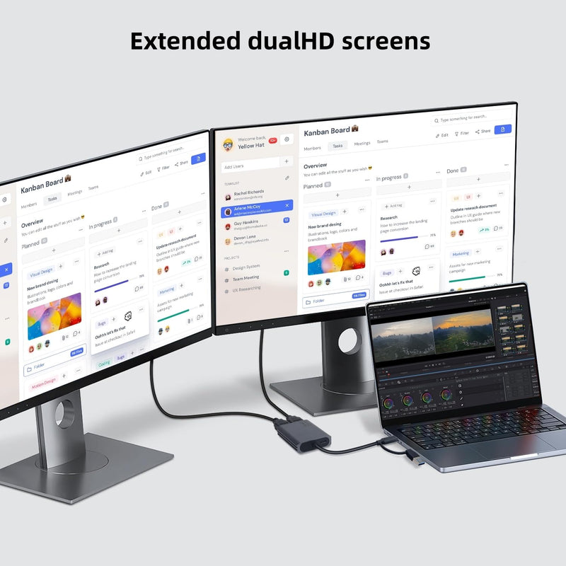 USB C/A 3.0 to Dual HDMI Adapter,MST USB C/A 3.0 to 2X HDMI Monitor Converter, HDM I Splitter for Dual Monitors, Support 3 Different Screens (Extend & Mirror) for Windows & Mac USB C/A 3.0 to Dual HDMI Adapter